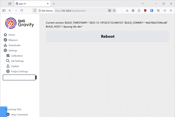 GAIA-FIELD Update Page_Rebooting